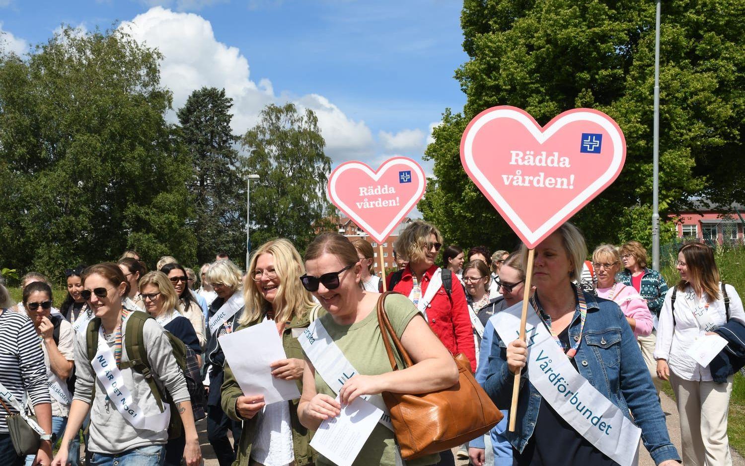 Strejkande vårdpersonal i Uddevalla. Idag meddelade Vårdförbundet att strejken blåses av. 